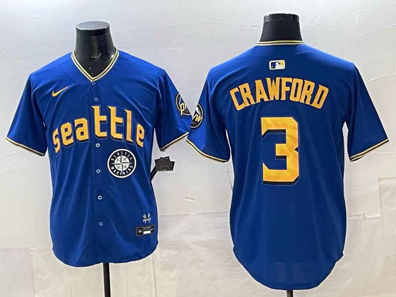 Men Seattle Mariners #3 Crawford blue Game Nike MLB 2025 Jersey 003